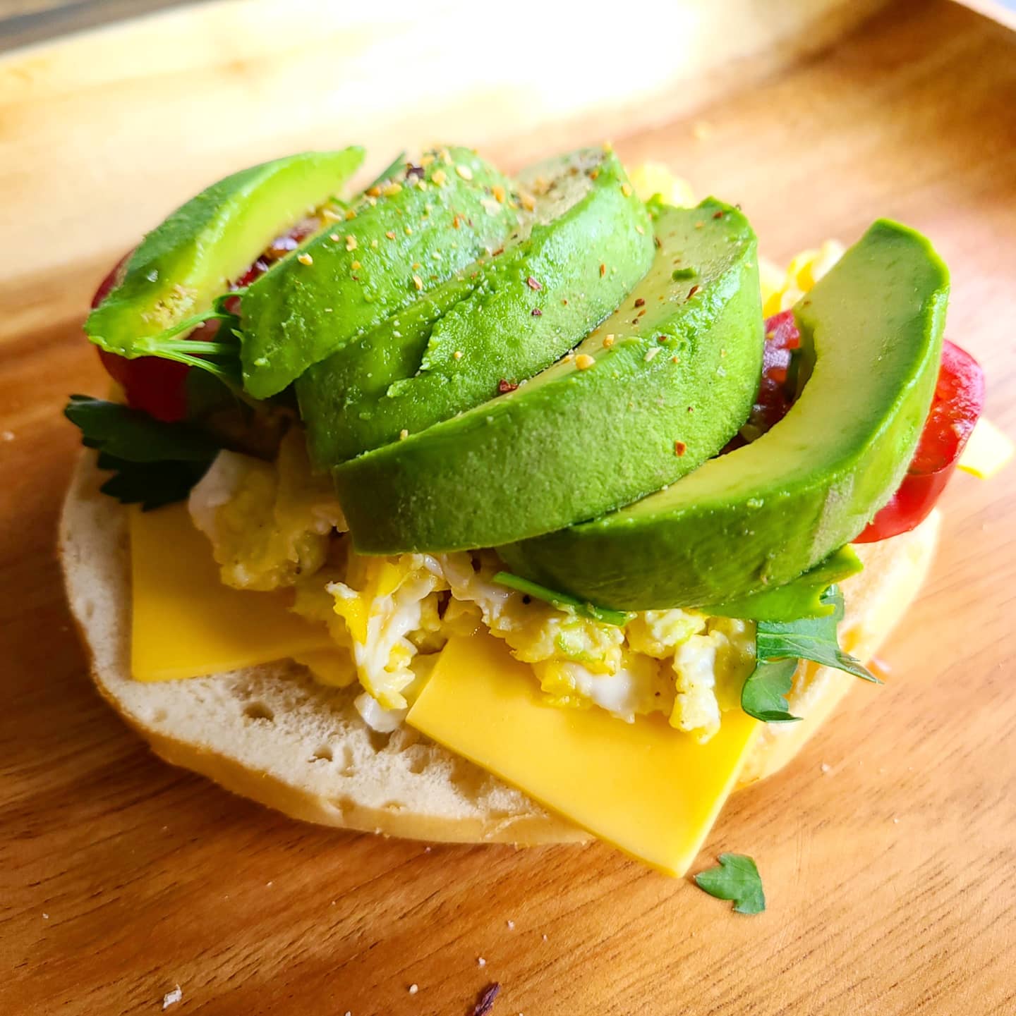 Avocado toast bagel in for the ride